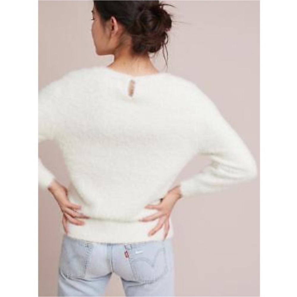 Anthropologie NWT Rosie Niera Aubade Pullover Fuzzy IVORY Sweater.Size Small - Picture 3 of 16